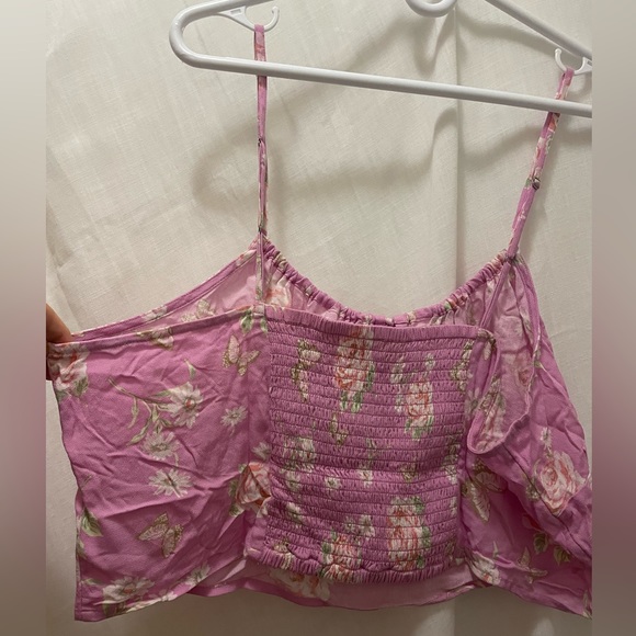 Womens 2X cropped tank top. Purple floral print - Picture 7 of 7